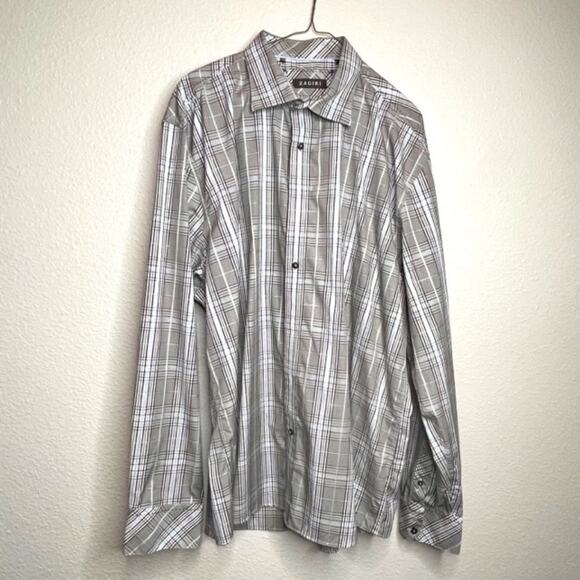 Mens Plaid Cotton Regular Fit Button Down Brown Blue Shirt by Zagiri XXXL - Picture 1 of 6